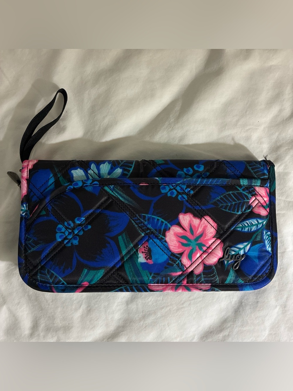 Lug Tango SE Travel RFID Wallet Nylon Quilted Floral Black Blue Pink Green White